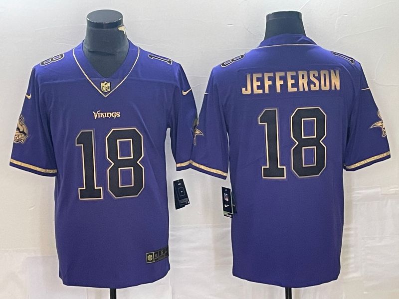 Men Minnesota Vikings #18 Jefferson Purple 2023 Nike Vapor Limited NFL Jersey style 5